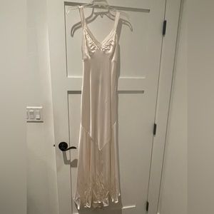 Floor length, low back, off white prom dress, size 8 petite